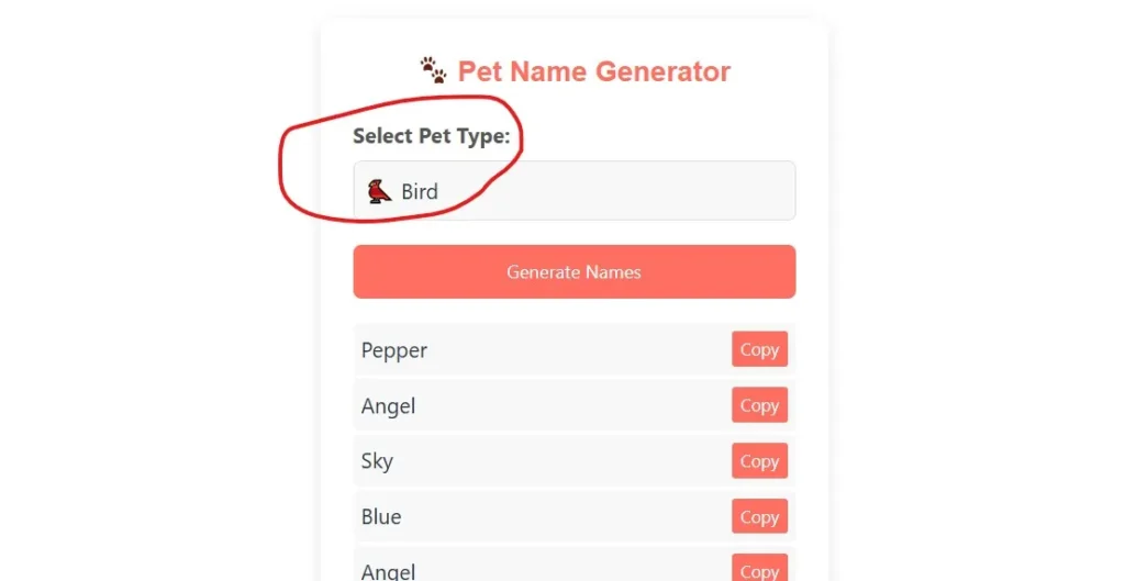 pets names generator